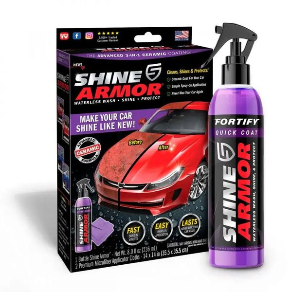 Поліроль проти подряпин Shine Armor для автомобіля Спрей проти подряпин для кузова авто та серветка 36114 фото