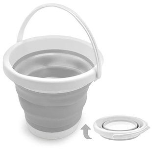 Силиконовое складное ведро 10 литров Collapsible Bucket, Серое 42283 фото