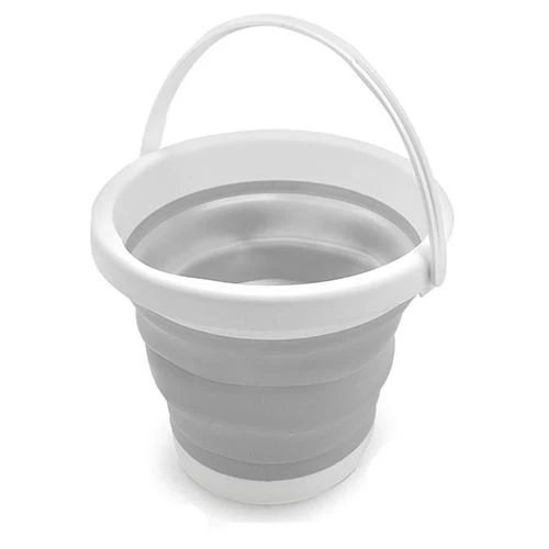 Силиконовое складное ведро 10 литров Collapsible Bucket, Серое 42283 фото