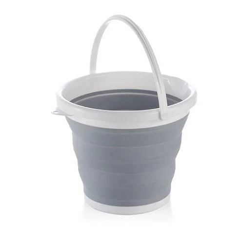 Силиконовое складное ведро 10 литров Collapsible Bucket, Серое 42283 фото