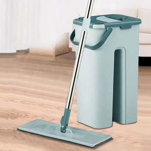 Комплект швабра и ведро с самоотжимом со складной ручкой и системой отжима 8 л Spin Mop 2 в 1 42288 фото