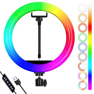 Кільцева RGB лампа 26 см, MJ26 Soft Ring Light, Світлодіодна лампа для селфі 62902 фото