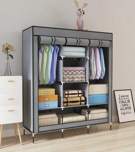 Каркасна складна тканинна шафа органайзер на 3 секції Yima Storage Wardrobe, Сірий 56726 фото