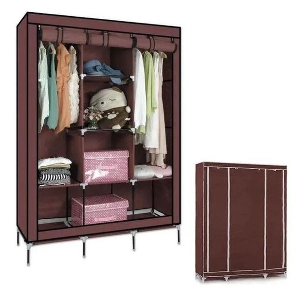 Каркасна складна тканинна шафа органайзер на 3 секції Yima Storage Wardrobe 175х130х45 см, Чорний 56703 фото