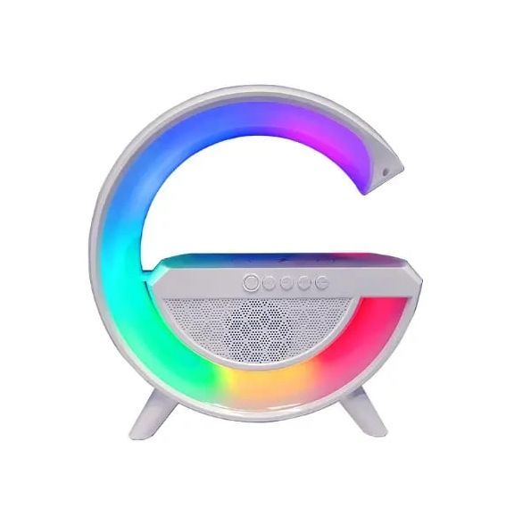 Нічник-світильник RGB з бездротовою зарядкою, Bluetooth колонкою та радіо, Білий 41984 фото