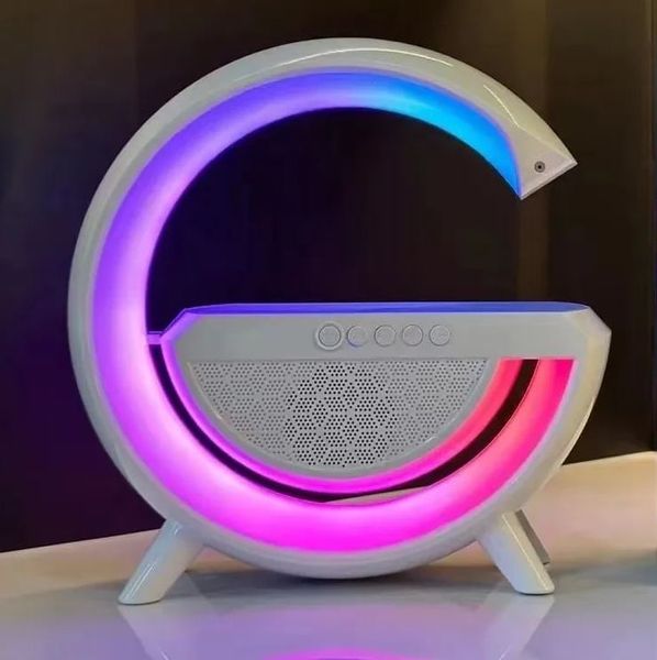 Ночник-светильник RGB с беспроводной зарядкой, Bluetooth колонка и радио, Белый 41984 фото