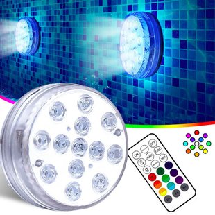 Водонепроницаемая подсветка для бассейна с пультом Lindo RGB 13 LED подводная лампа подсветка 56753 фото