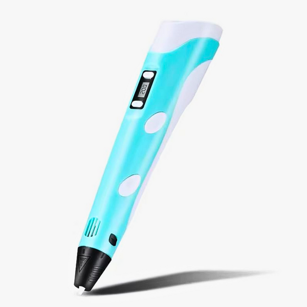 Детская 3D-ручка для рисования и создания объемных моделей 3DPen M-3 с дисплеем, Голубая 3681 фото