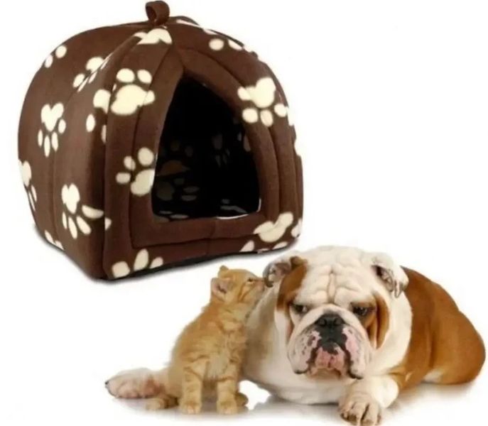 Мягкий домик флисовая лежанка для собак и кошек Pet Hut Коричневый 56760 фото